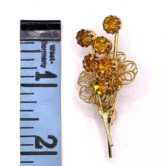 Vintage Unsigned Gold Tone Filigree Tussie Mussie Style Pin Brooch - Picture 3 of 7